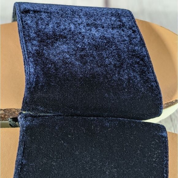 Zara Trafaluc Blue Velvet Platform Slides Sandals - Picture 9 of 9